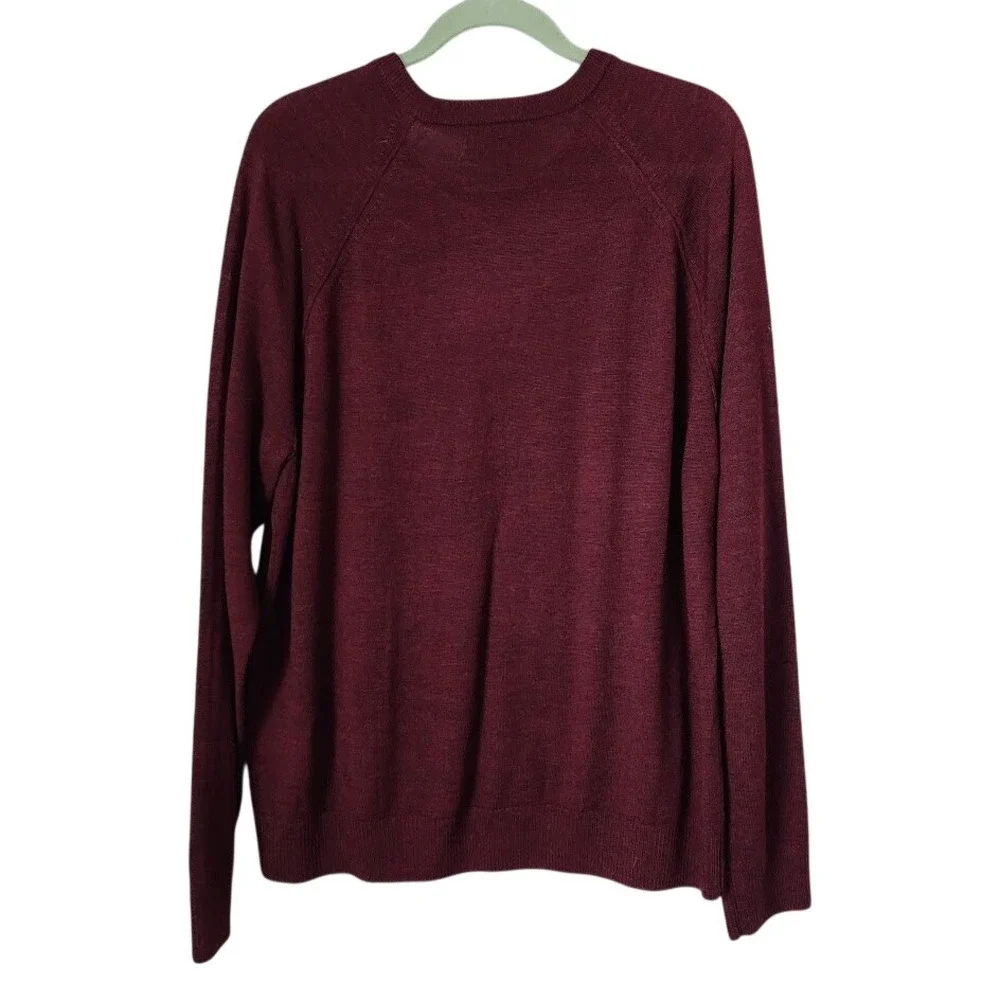 BANANA REPUBLIC 100% Merino Wool fine knit crewneck sweater in maroon XL